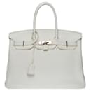 Splendid Hermès Birkin handbag 35 cm white togo leather, palladium silver metal trim
