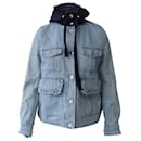 Moncler Resinite Button-front Jacket In Blue Cotton Denim