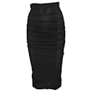 Dolce & Gabbana Ruched Midi Skirt in Black Silk
