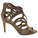 Dior Caged High Heel Sandals in Brown Leather 