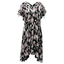 Jason Wu Ruched Floral Dress in Black Silk