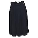 Chanel Pleated Skirt in Navy Blue Silk