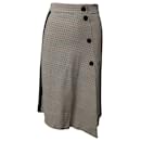 Maje Jessil Asymmetric Plaid Midi Skirt in Multicolor Cotton
