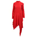 Petar Petrov Dana Asymmetric Ruffled Dress in Red Silk