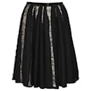 Dries Van Noten Pleated Lace Midi Skirt in Black Wool