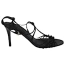 Burberry Knot Strappy Open Toe Heels in Black Leather