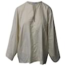 Helmut Lang Flared Sleeve Tunic Blouse in White Silk 