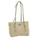 PRADA Chain Tote Bag Nylon Leather White Auth yk4153 - Prada
