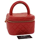 CHANEL Matelasse Hand Bag Cosmetic Pouch Vanity Lamb Skin Red CC Auth bs1234a - Chanel