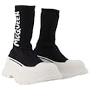 Tread Slick Sneakers in Black and White Fabric - Alexander Mcqueen