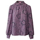 Kate Spade Floral Blouse with Peasant Sleeves in Purple Silk