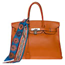 Stunning Hermes Birkin handbag 35 Orange Togo leather , palladium silver metal trim - Hermès