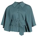 Maison Martin Margiela Belted Cape Top in Teal Cotton