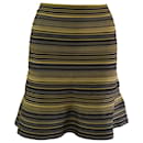 Herve Leger Banded Flare Skirt in Yellow/Black Cotton