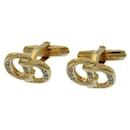 [Used] Christian Dior cufflinks with rhinestone vintage logo gold Christian Dior