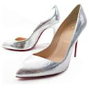 NEW CHRISTIAN LOUBOUTIN PIGALLE FOLLIES PUMPS SILVER SHOES 38.5 - Christian Louboutin