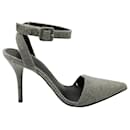 Alexander Wang Lovisa Felt Ankle-Wrap Pointed Toe Sandals in Grey Wool