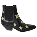 Saint Laurent West 45 Chelsea Star Boots in Black Calf Leather