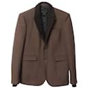 Burberry Prorsum Single-Breasted Blazer with Zig-Zag Collar in Brown Wool