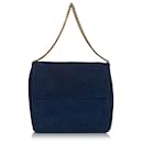 Celine Blue Gourmette Suede Chain Shoulder Bag - Céline