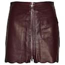 Max & Co Scallop Hem Skirt in Burgundy Leather