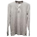 Tom Ford Melange Henley Shirt in Grey Cotton