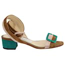 Jimmy Choo Dacha 35 Colorblock Sandals in Multicolor Suede