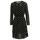 Maje Sheer Floral Long-Sleeve Dress in Black Polyester