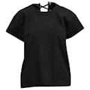 Sacai Laced-up Back Short Sleeve Top in Black Poly Cotton