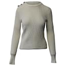 Ganni Embellished Cable Knit Sweater in Cream Cotton 