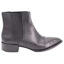 Vince Pointed-Toe Low Heel Ankle Boots in Black Leather
