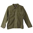 Ralph Lauren RRL Curtis Herringbone Twill Military Shirt Jacket in Olive Green Cotton