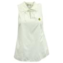 Anna Sui Bee Sleeveless Shirt Top in White Cotton