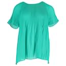 Michael Kors Pleated Georgette Top in Green Polyester