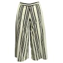 Alice + Olivia Striped Wide Leg Pants in White Polyester