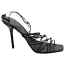 Gucci Braided Peep Toe High Heel Sandals in Black Leather 