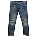 Gucci Tapered Pants with Web in Light Blue Cotton Denim