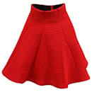 Maje Jamila Waffle Knit Pleated Skirt in Red Polyester