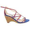 Sandales Compensées Alexandre Birman Multi Strap en Cuir Multicolore