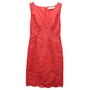 Tory Burch Cameron V-Neck Sleeveless Sheath Dress in Coral Polyester
