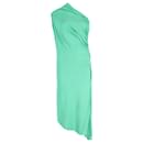 Vestido drapeado de un solo hombro en seda verde de Ralph Lauren