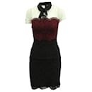 Sandro Paris Tri-Tone Lace Dress in Black/Red/White Nylon