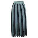 Sandro Paris Striped Paneled Skirt in Blue Polyester