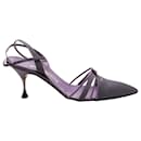 Manolo Blahnik Zapatos de salón con puntera puntiaguda y tacón bajo en algodón violeta