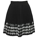 MSGM Houndstooth Pleated Laser Cut Skirt in Black Polyester - Msgm