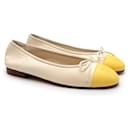 Yellow leather CC toe cap ballerinas - Chanel