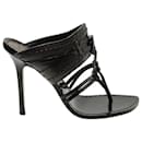 Gucci Strappy High Heel Mules in Black Leather 