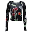 Alice & Olivia Floral Long Sleeves Top in Black Polyester - Alice + Olivia