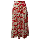 Mara Hoffman Tulay Printed Maxi Skirt in Red and Cream Hemp - Autre Marque