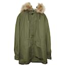 Sandro Paris Faux Fur-trimmed Parka in Army Green Cotton